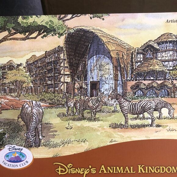 New Oversized Disney’s Animal Kingdom Villas Postcard, Vacation Club; Zebras - Picture 3 of 11